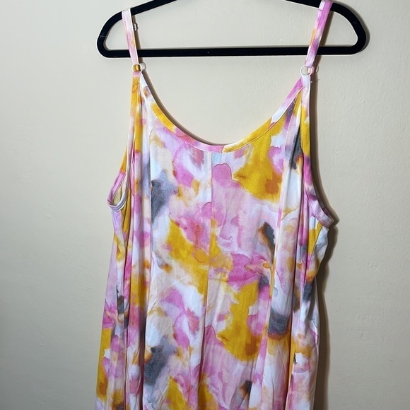 Torrid size 3 MULTI WATERCOLOR TIE-DYE CHALLIS TRAPEZE MAXI DRESS - Picture 14 of 15